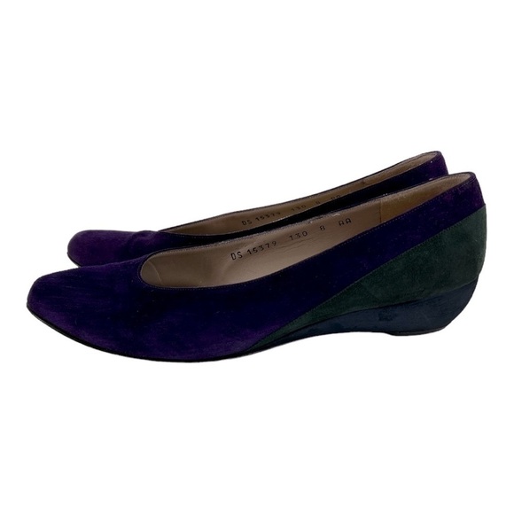 Salvatore Ferragamo Purple Green Black Suede Wedges size 8 AA made in Italy - Picture 13 of 15